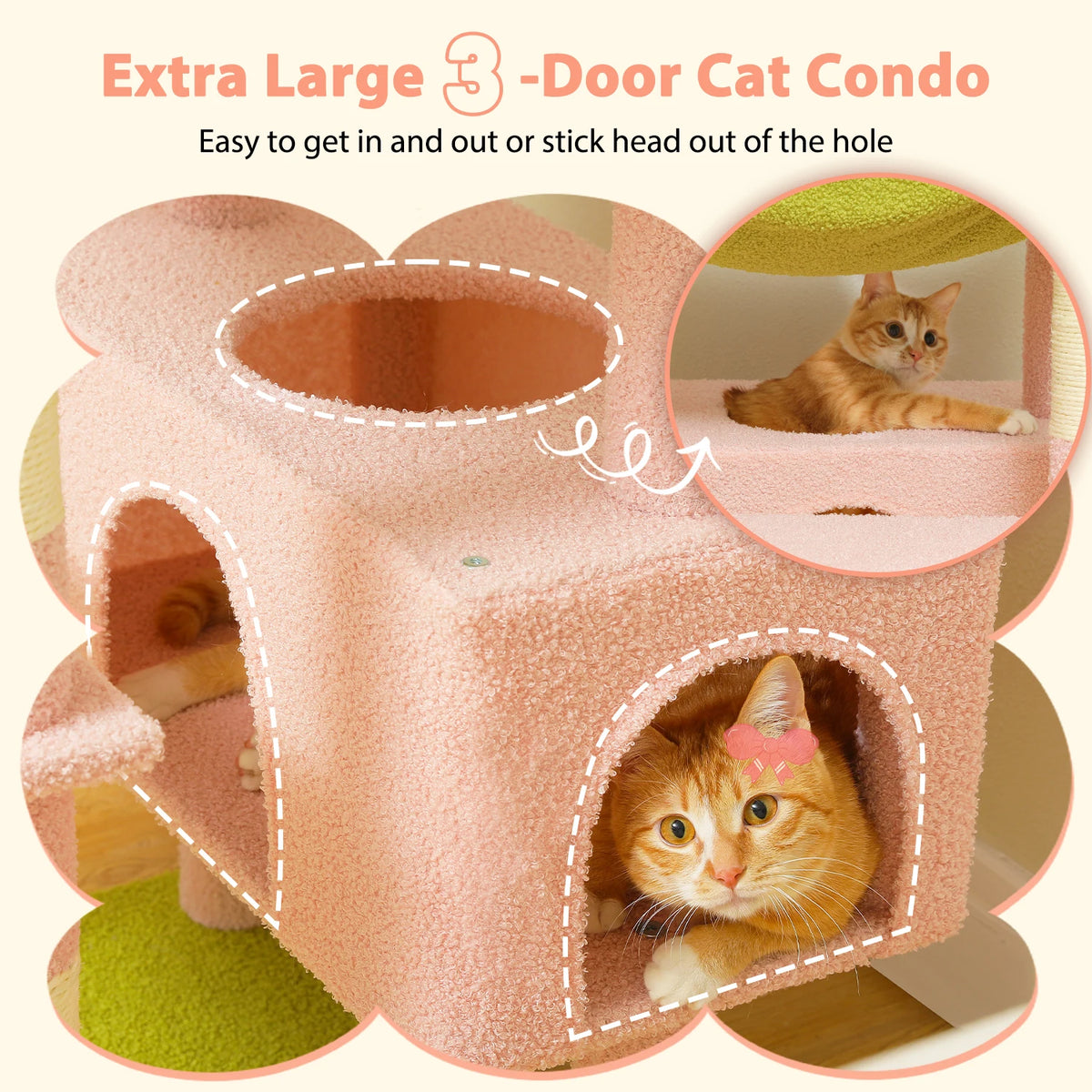184cm Cat Tree with Hammock, Condo & Scratching Posts
