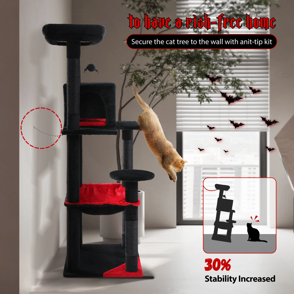 Gothic Cat Tree with Hammock & Condo