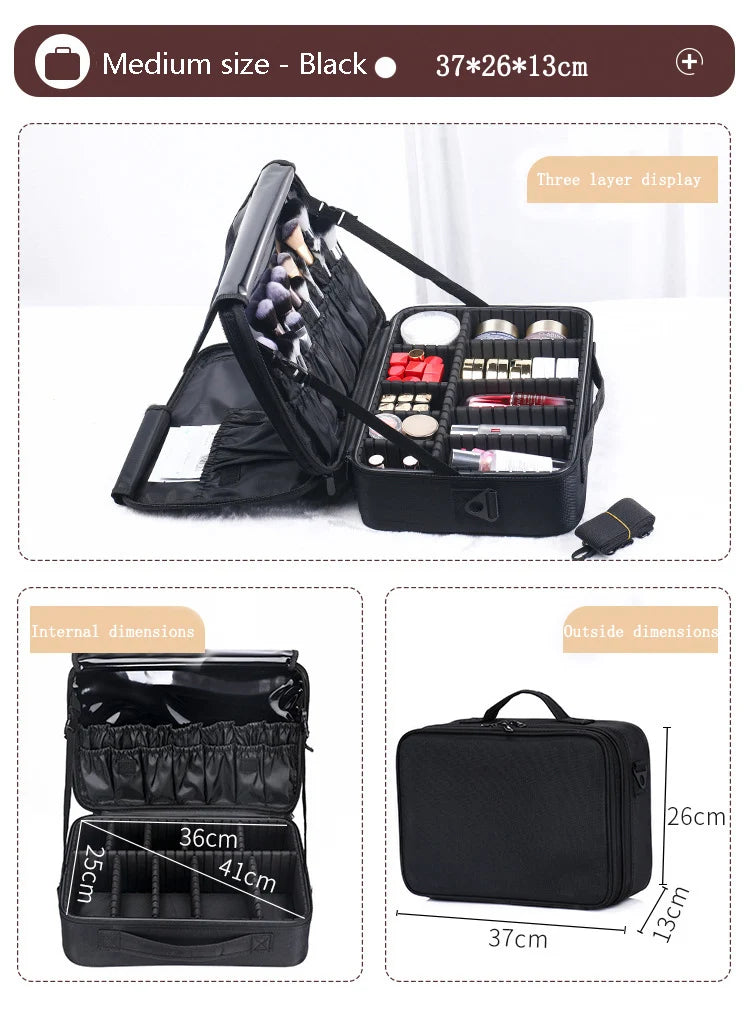 Oxford Fabric Cosmetic Organizer Case – 3 Sizes