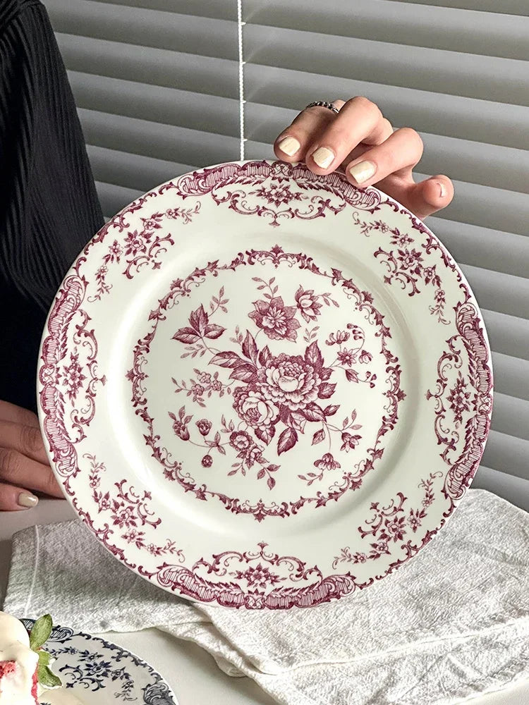 Vintage Rose Ceramic Plates — 20 or 25 cm