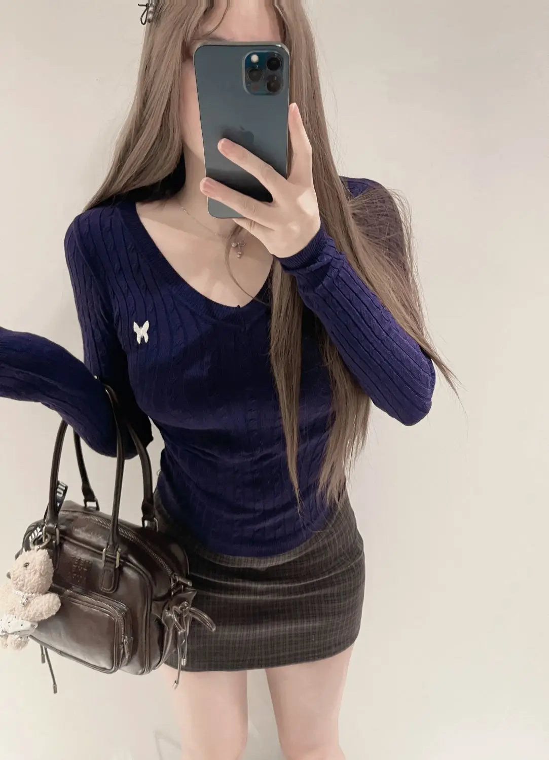 Casual V Neck White Pullovers Women Sweaters Autumn Winter Basic Long Sleeve Y2k Clothes Korean Pink Grey Ladies Tops Jumpers Whispering Desires Shoppe