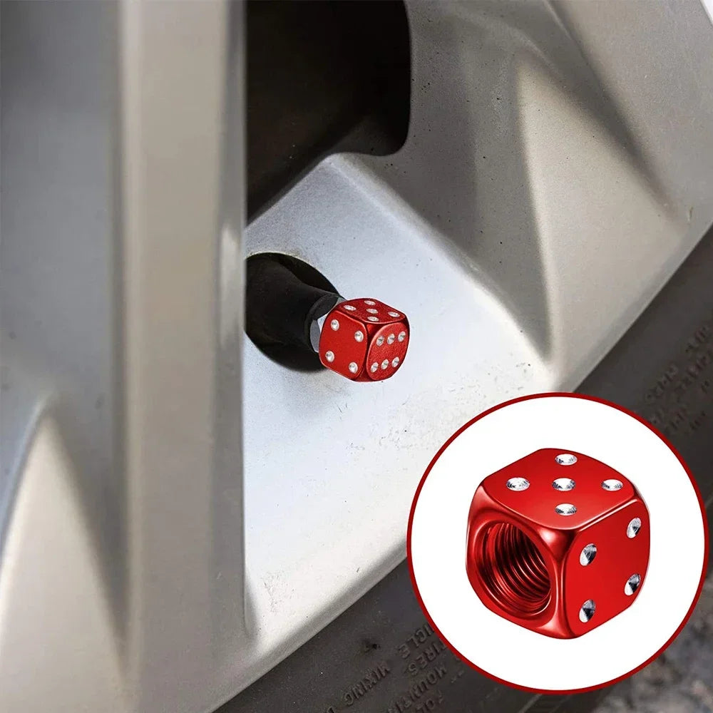 Aluminum Dice Tire Valve Caps – Set of 4