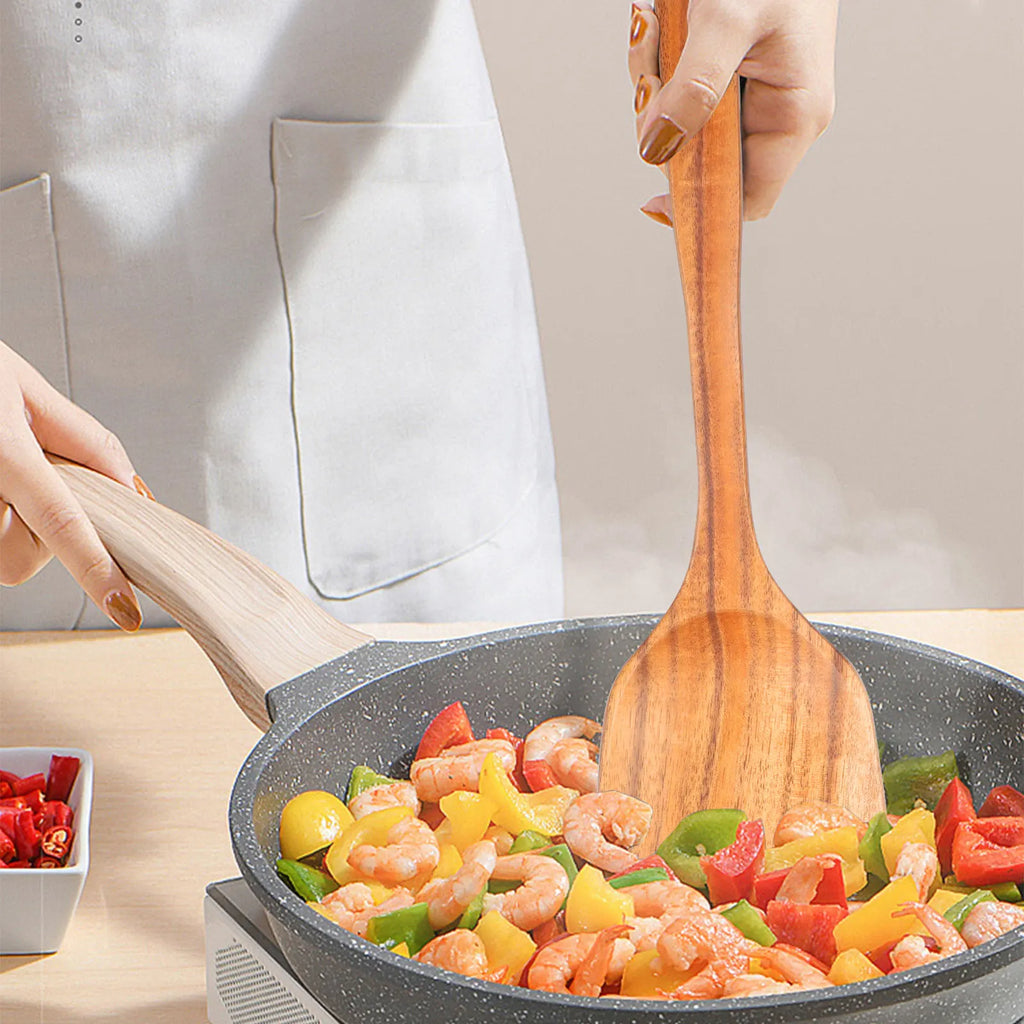 Teak Wood Cooking Utensils — Assorted Sets