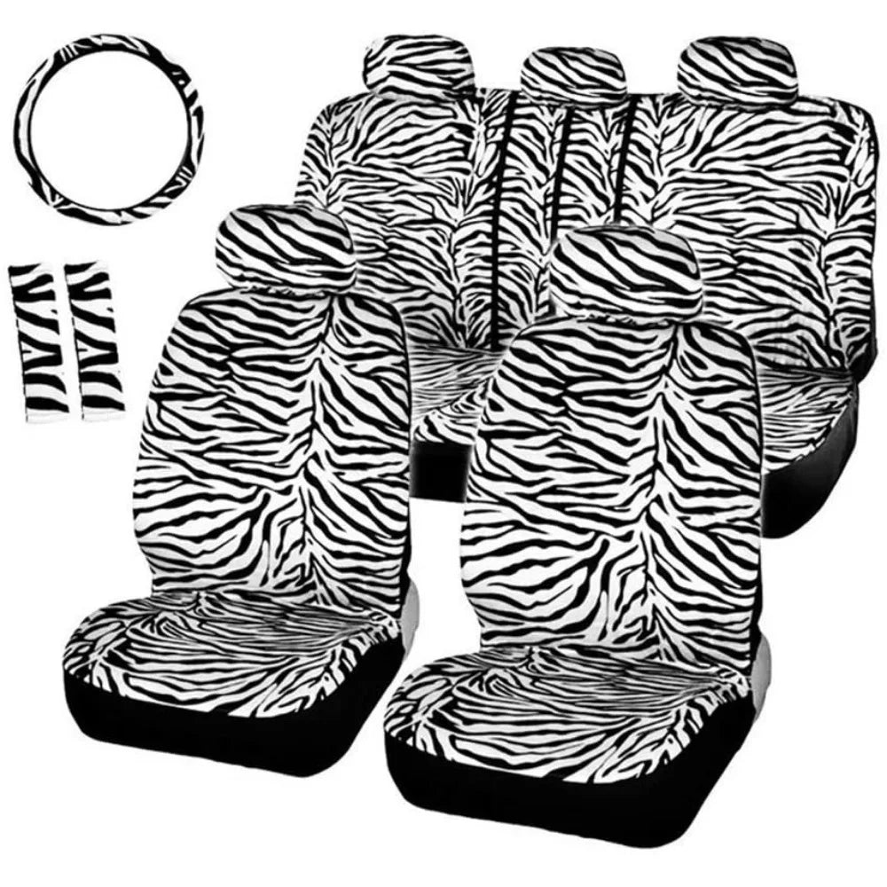 Short-Plush Animal-Print Seat Covers – 12-Piece Set