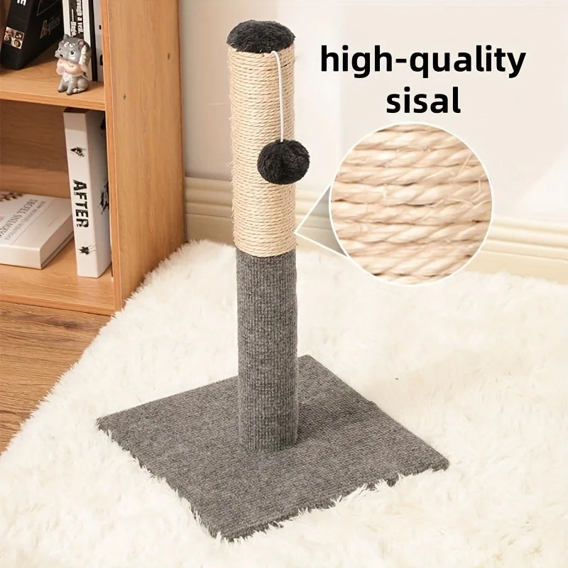Grey Sisal Cat Scratching Post with Toy Ball