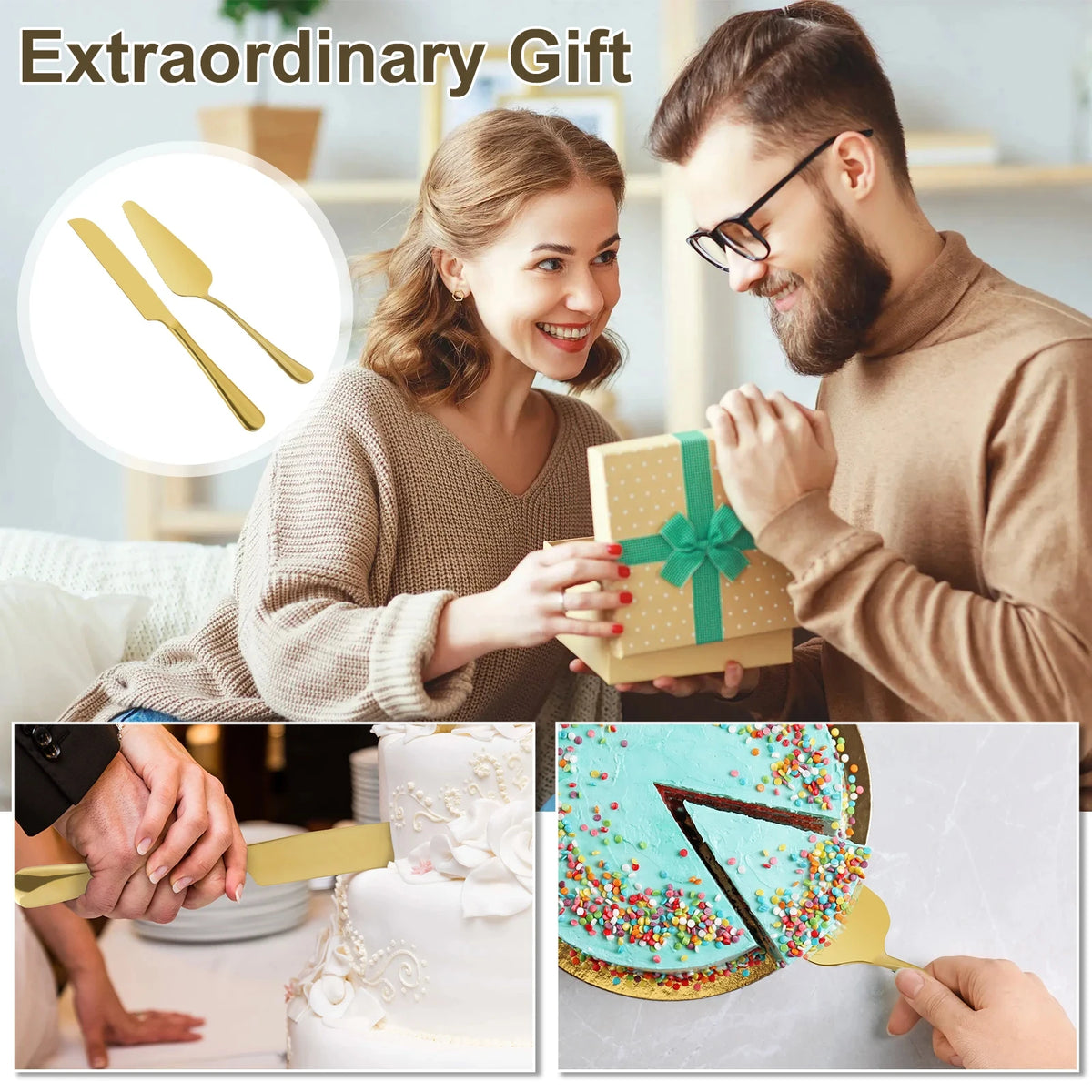 Venlohome Stainless Steel Cake Knife and Server