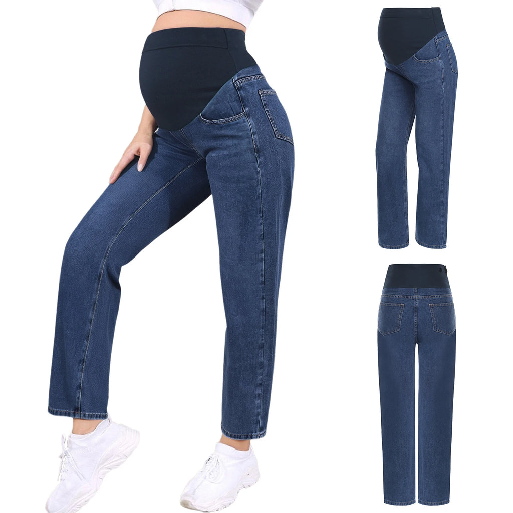 Pregnant Women Jeans High Waist Support Belly Maternity Hip Lifting Elastic Denim Pants Shorts for Daily Work Street Loungewear Whispering Desires Shoppe