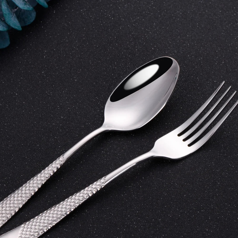 Hammered-Handle Stainless Steel Dinner Spoons