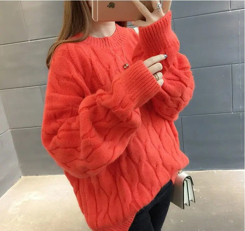 Women's Loose Round-Neck Knit Pullover