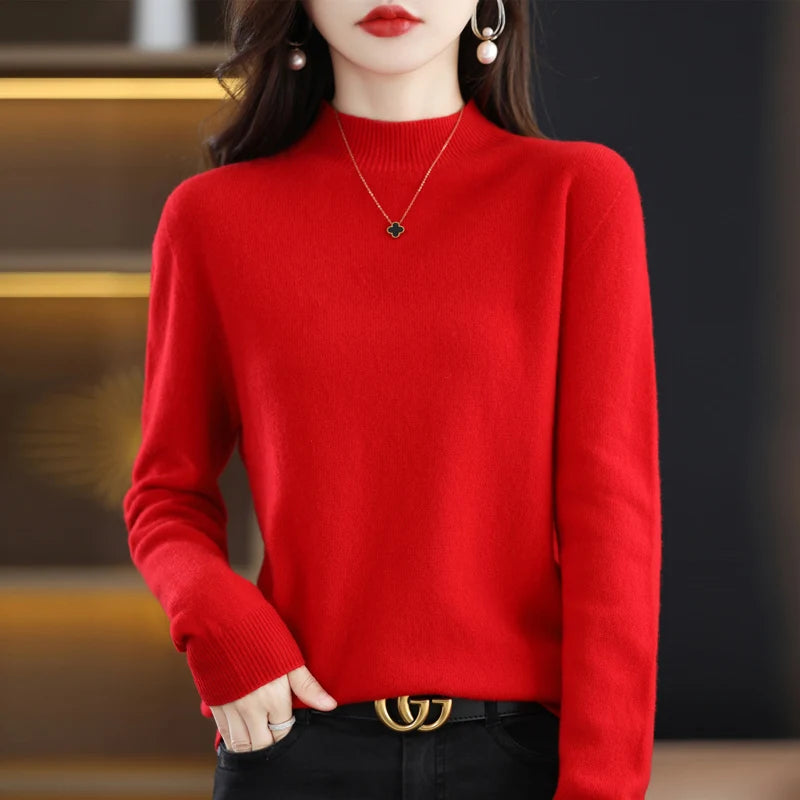 Women's Wool Mock-Neck Knit Sweater