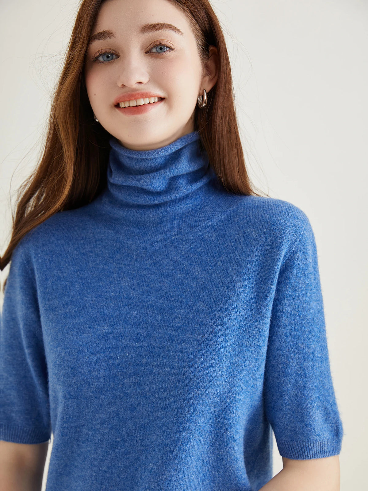 Women's Knit Tops Short Sleeve Fashion Women Sweaters New 100% Merino Wool Knitwears Vintage Sweater Turtleneck Pullover Clothes Dsers