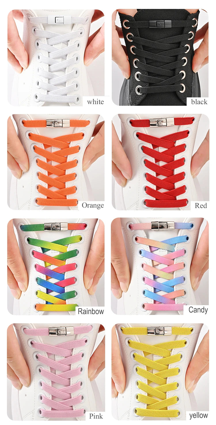 No-Tie Elastic Shoelaces with Press Locks – 8 mm