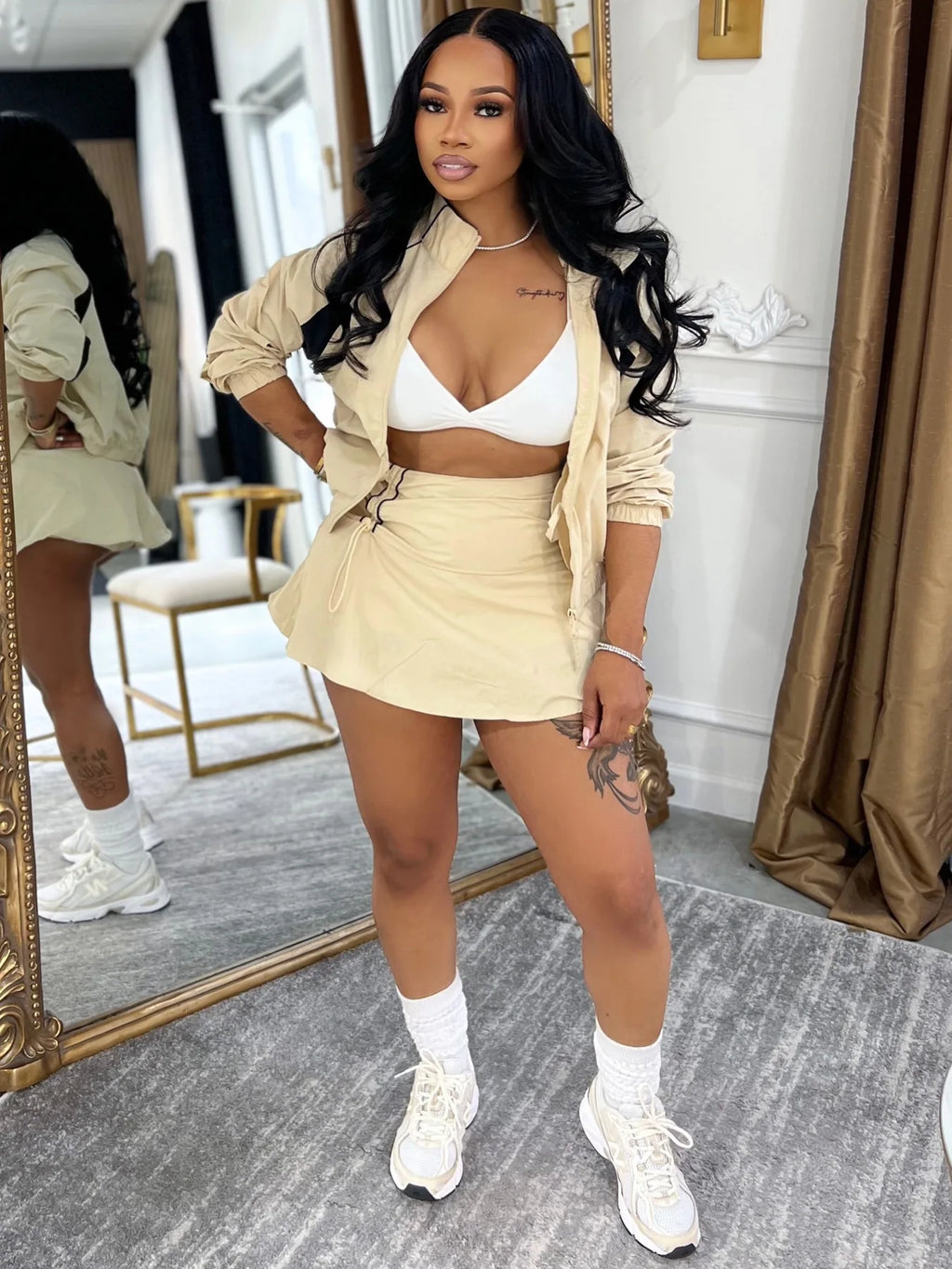 Long-Sleeve Top & Mini Skirt Set