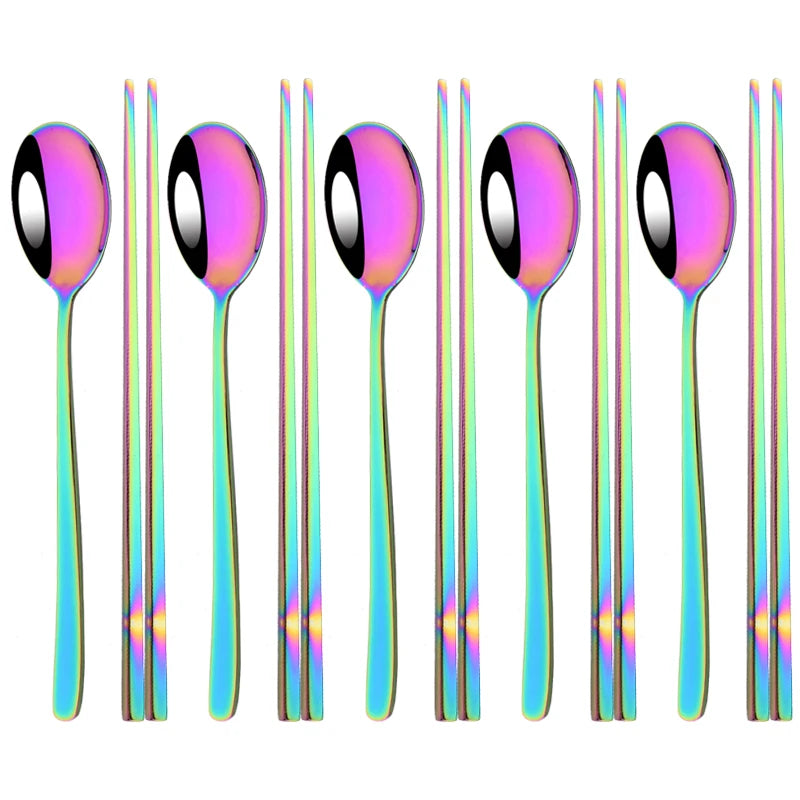 PINKTEN Spoons and Chopsticks — 10 Pieces