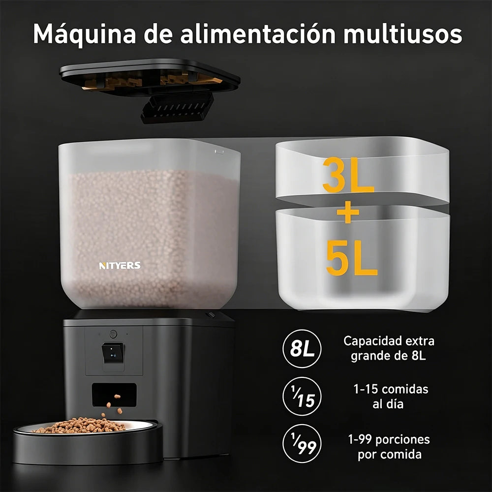 NITYERS 8L Camera Pet Feeder with WiFi