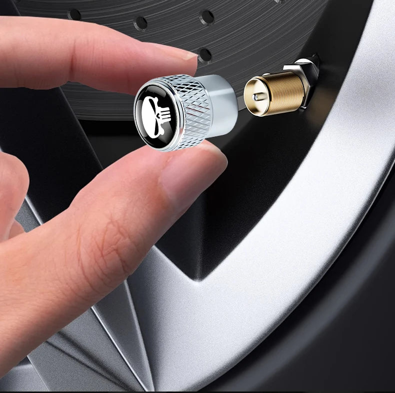 Metal Skull-Design Tire Valve Caps – Set of 4