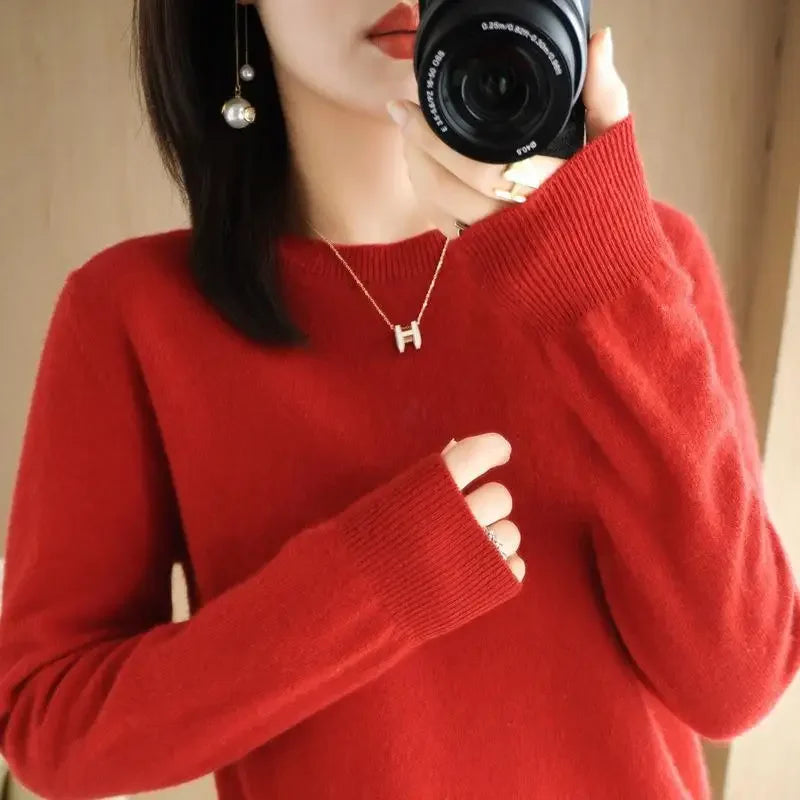 Women's Slim Round-Neck Knit Sweater