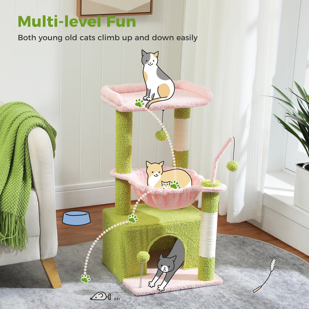 83cm Cactus Cat Tree with Condo & Hammock