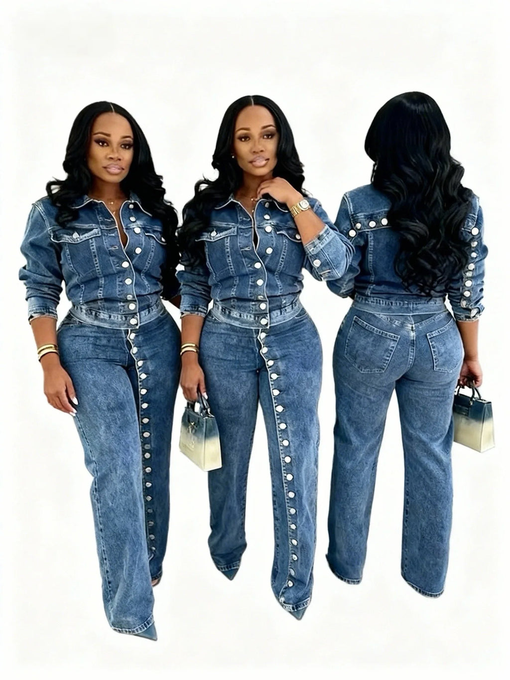 Denim Jacket & Straight Pants Set