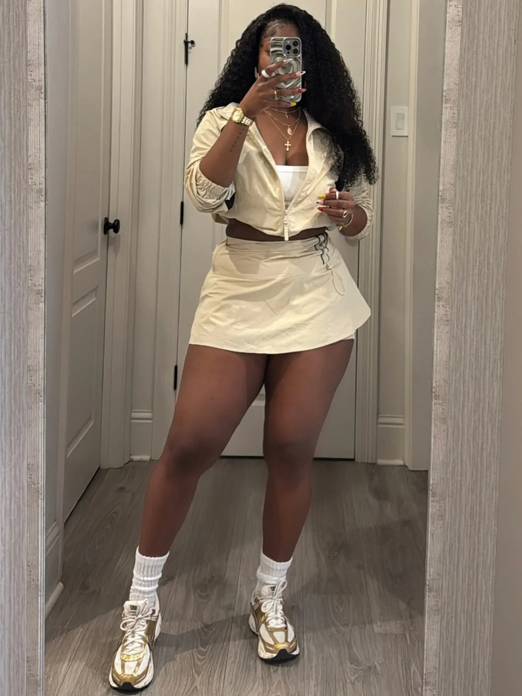 Long-Sleeve Top & Mini Skirt Set
