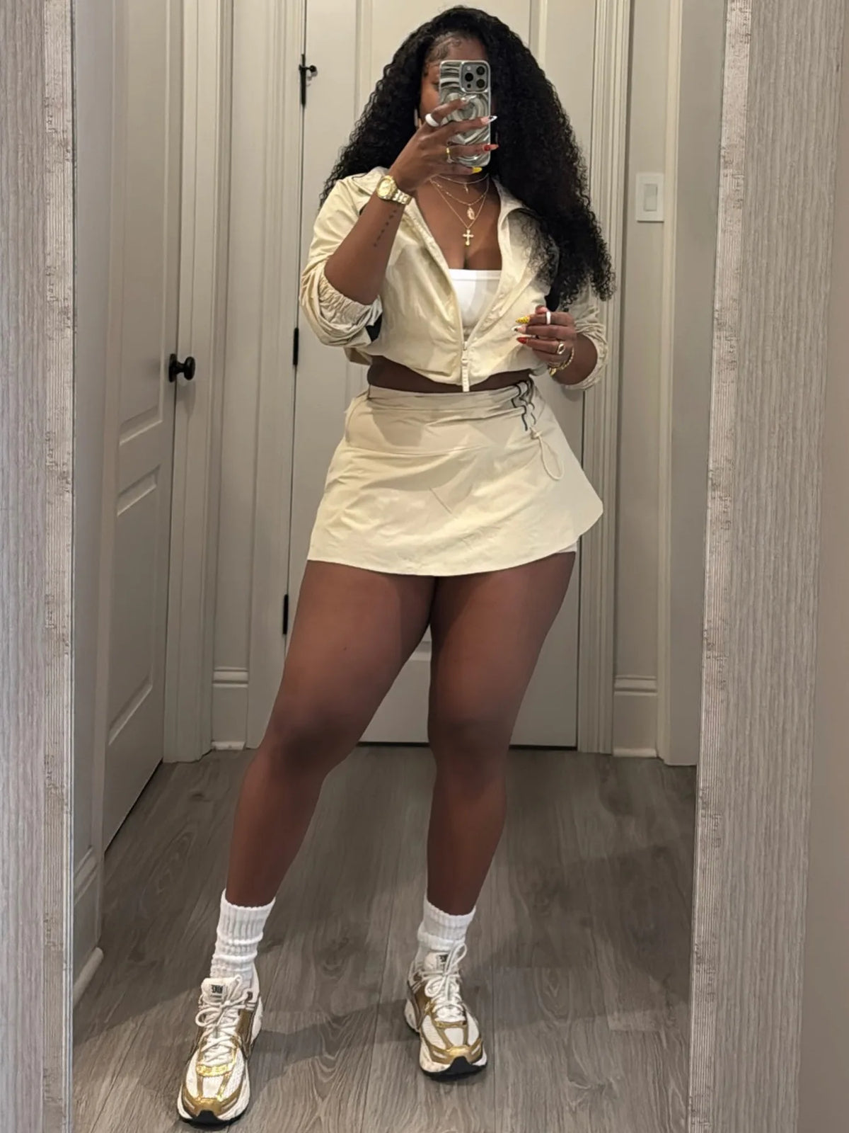 Long-Sleeve Top & Mini Skirt Set