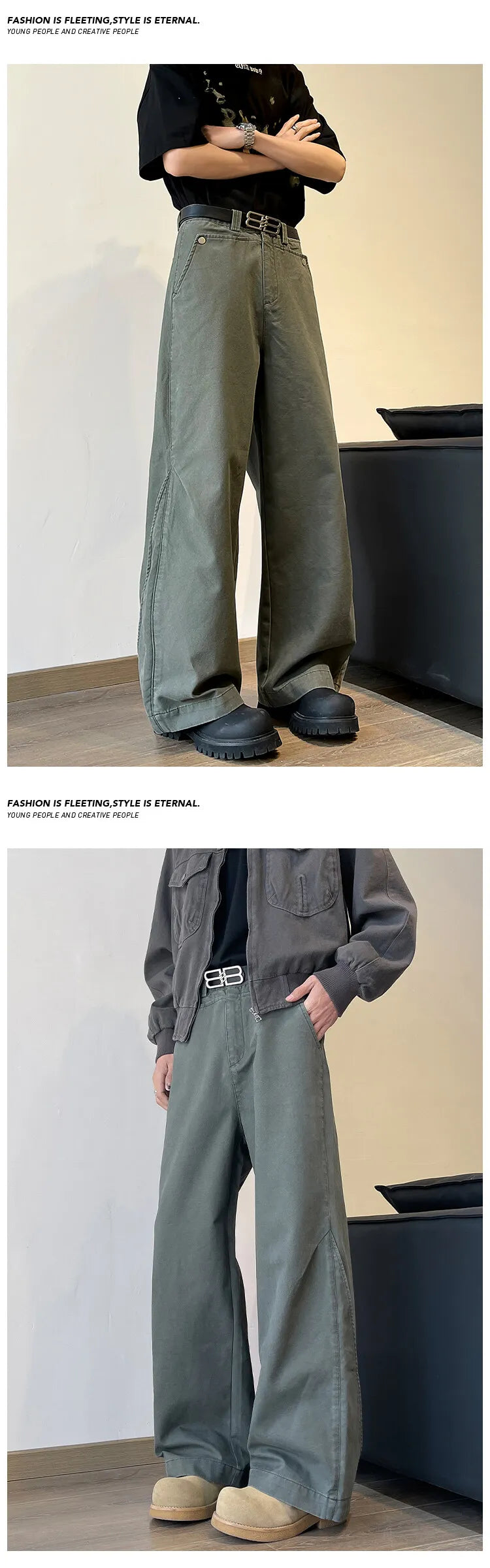 Men's Relaxed Wide-Leg Casual Cargo Pants