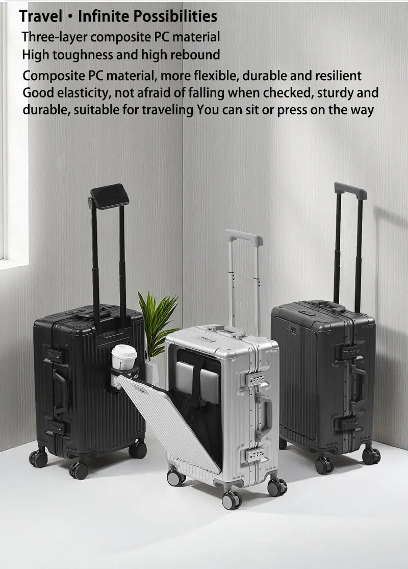 BunyFly Aluminum Frame Boarding Laptop Trolley Case 20 Inch Front Opening  Suitcase Cabin Luggage Bag Whispering Desires Shoppe