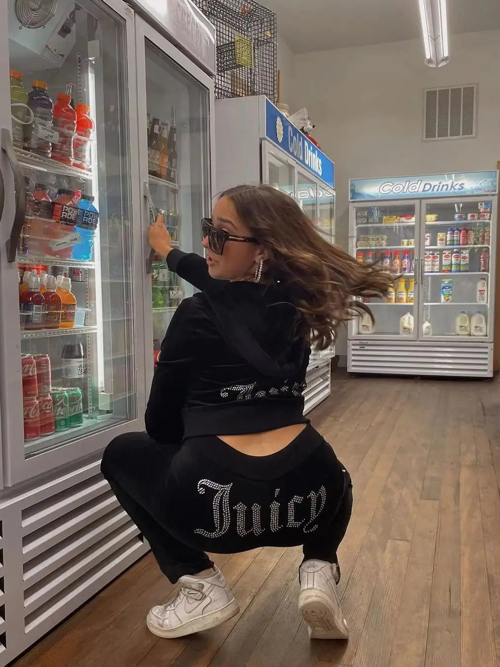 Women's Velvet-Look Embellished Hoodie and Pants Set
