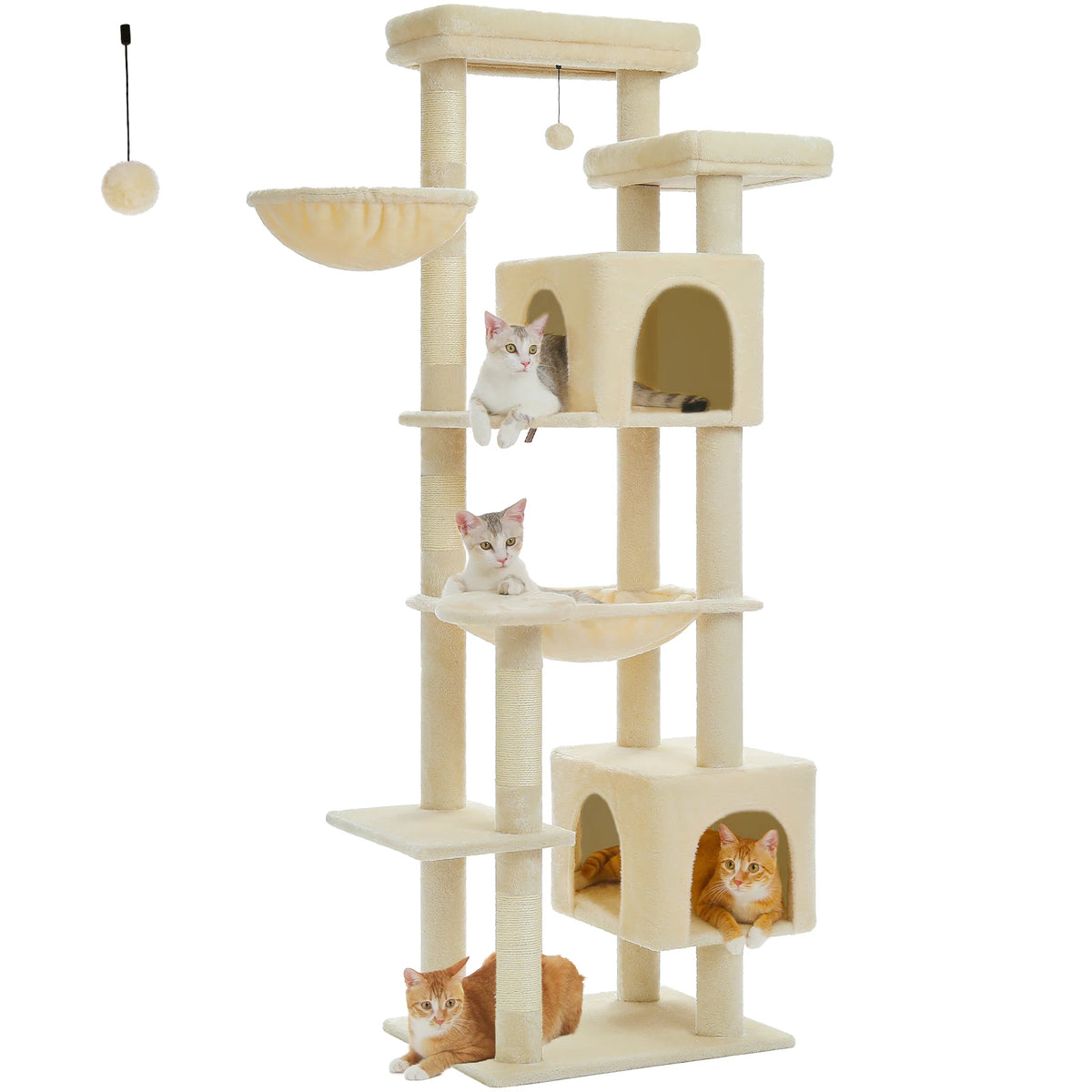 Tall Cat Tree for Indoor Cats Big Cat Tower with Super Large Hammock Cat Climbing Tree with Scratching Posts Condo House Black Whispering Desires Shoppe