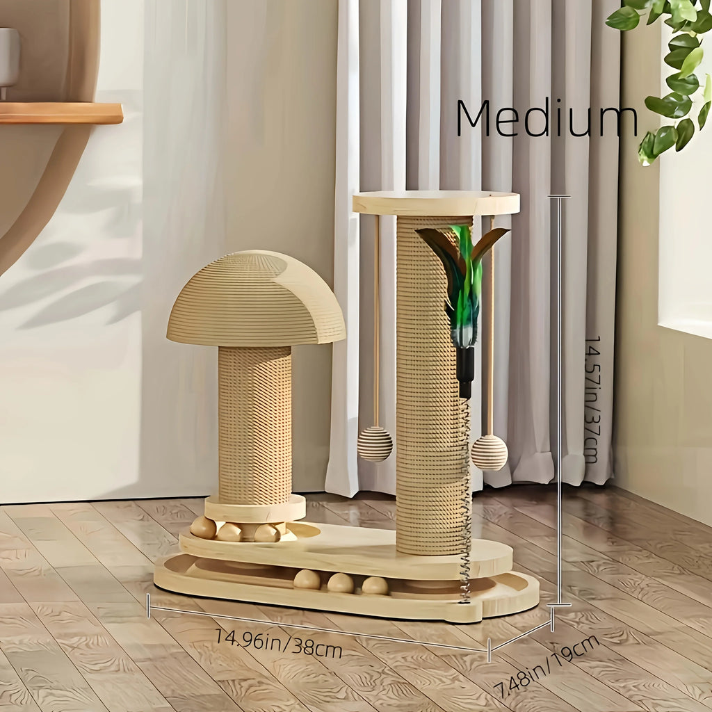 Interactive Cat Scratching Tower with Ball Track