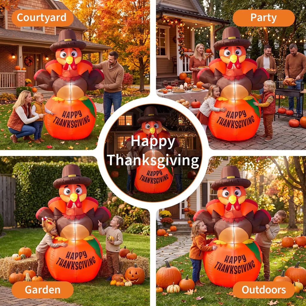 6-Foot Thanksgiving Turkey & Pumpkin Inflatable
