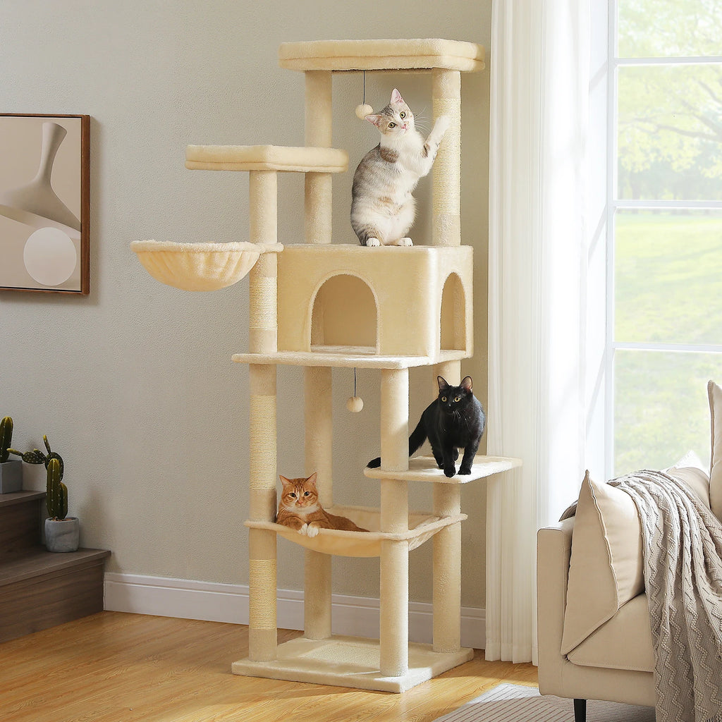 Large Cat Tree for Indoor Cats Multi-Level Cat Tower with Scratching Posts Soft Hammock Large Cat Condo Cat Accessories Cat Toys Whispering Desires Shoppe