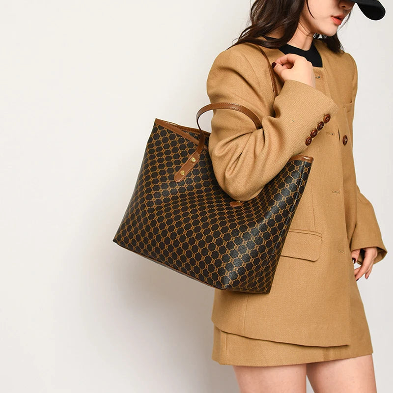 Women's PU Shoulder Tote with Zipper Closure