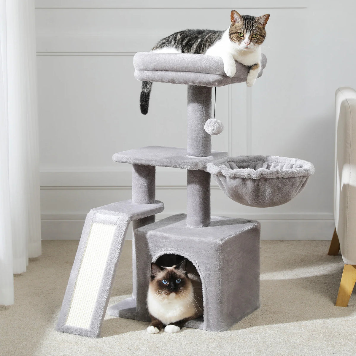 Compact Cat Tree with Removable Perch & Hammock
