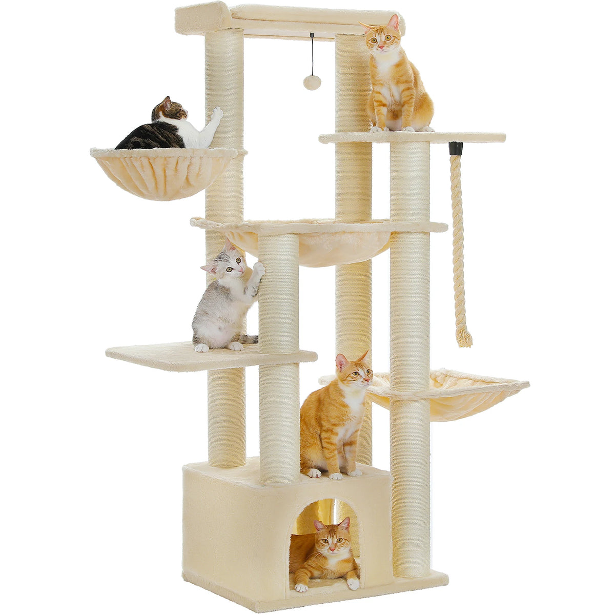Large Cat Tree for Big Cats Robust Cat Tower with Several Levels Cat House Climbing Tree with Hammock 11 Sisal Posts Large Perch Whispering Desires Shoppe