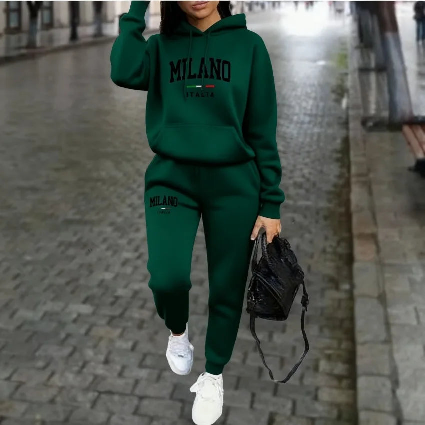 Women's Milano Letter-Print Top and Wide-Leg Pants Set