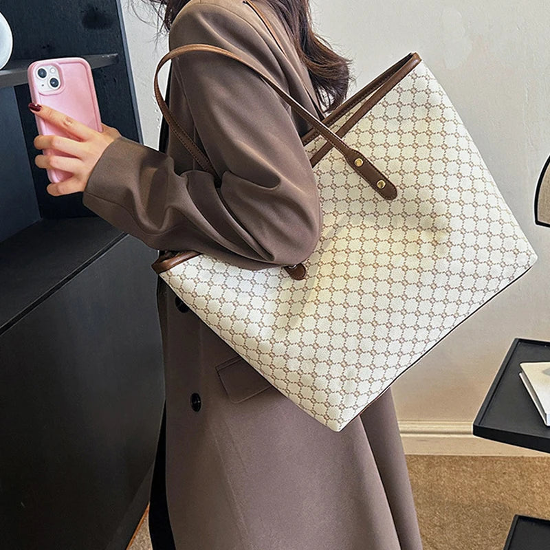 Women's PU Shoulder Tote with Zipper Closure