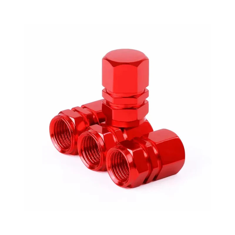 Aluminum Tire Valve Caps with Plastic Liners – Set of 4