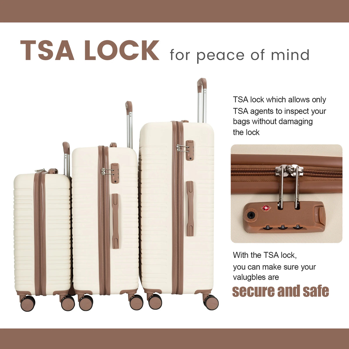 Luggage Sets 5-Piece Suitcases with Double Spinner Wheel,Suitcase Set ABS Hard Case Luggage with TSA Lock Whispering Desires Shoppe