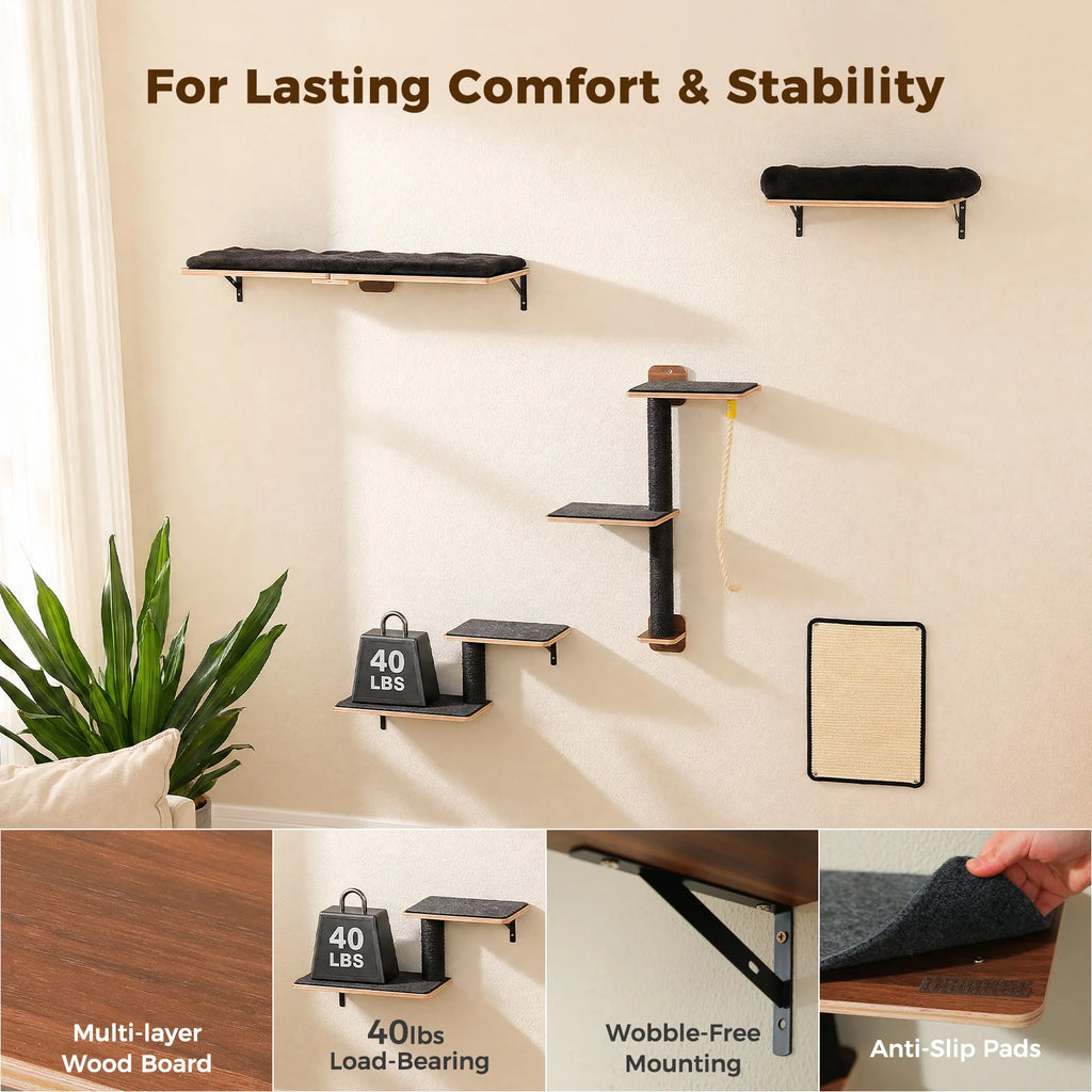 PAWZ Road Five-in-One Wall-Mounted Cat Climbing Set