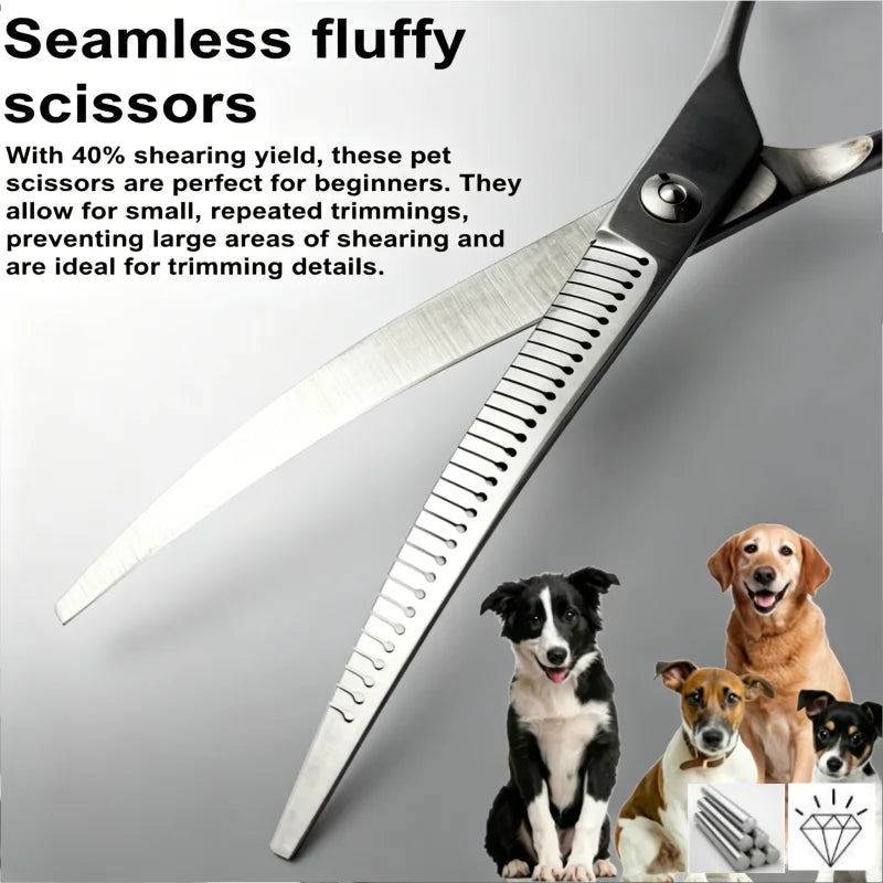Wingsbro 7'' Curved Chunkers Shears Curved Thinning Shears Stainless Steel Dog Grooming Cat Curved Scissors Light Weight Special Whispering Desires Shoppe