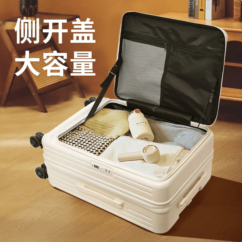 Side-Opening Luggage Boxes Expandable Multi-Functional Rolling Suitcase 20-Inch Travel Suitcases Carry-On Suitcase for Men Women Whispering Desires Shoppe