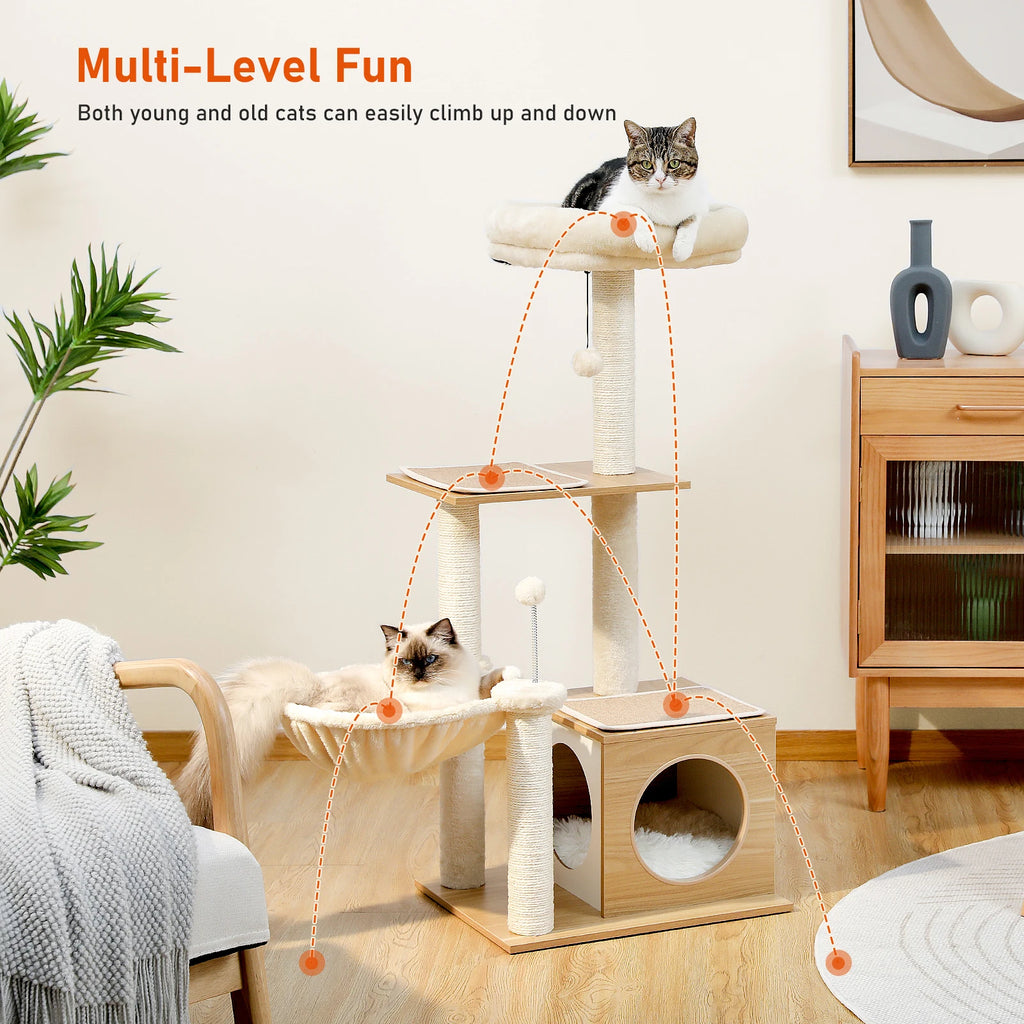 110cm Cat Tree with Condo & Hammock