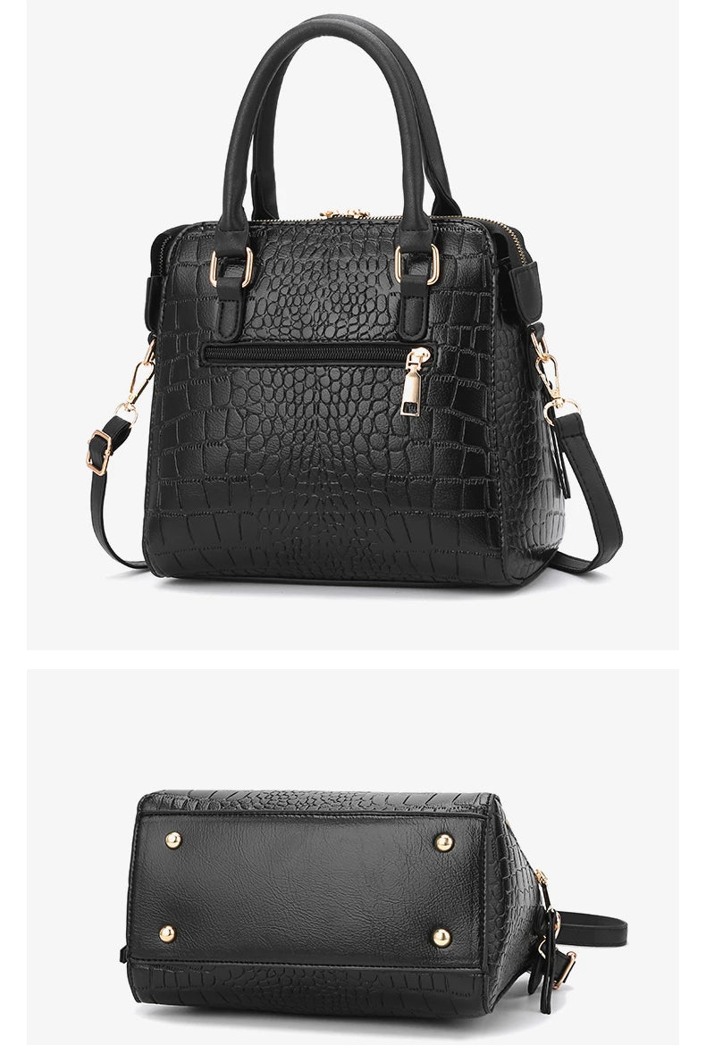 Women's Crocodile-Embossed PU Tote Bag