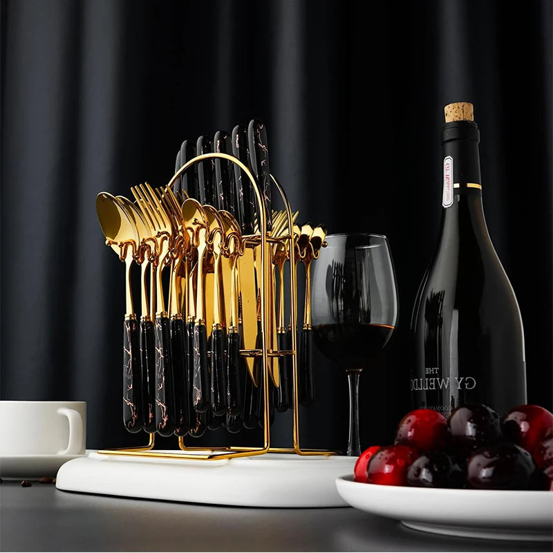 LMETJMA Stainless Steel Flatware — 24 Pieces