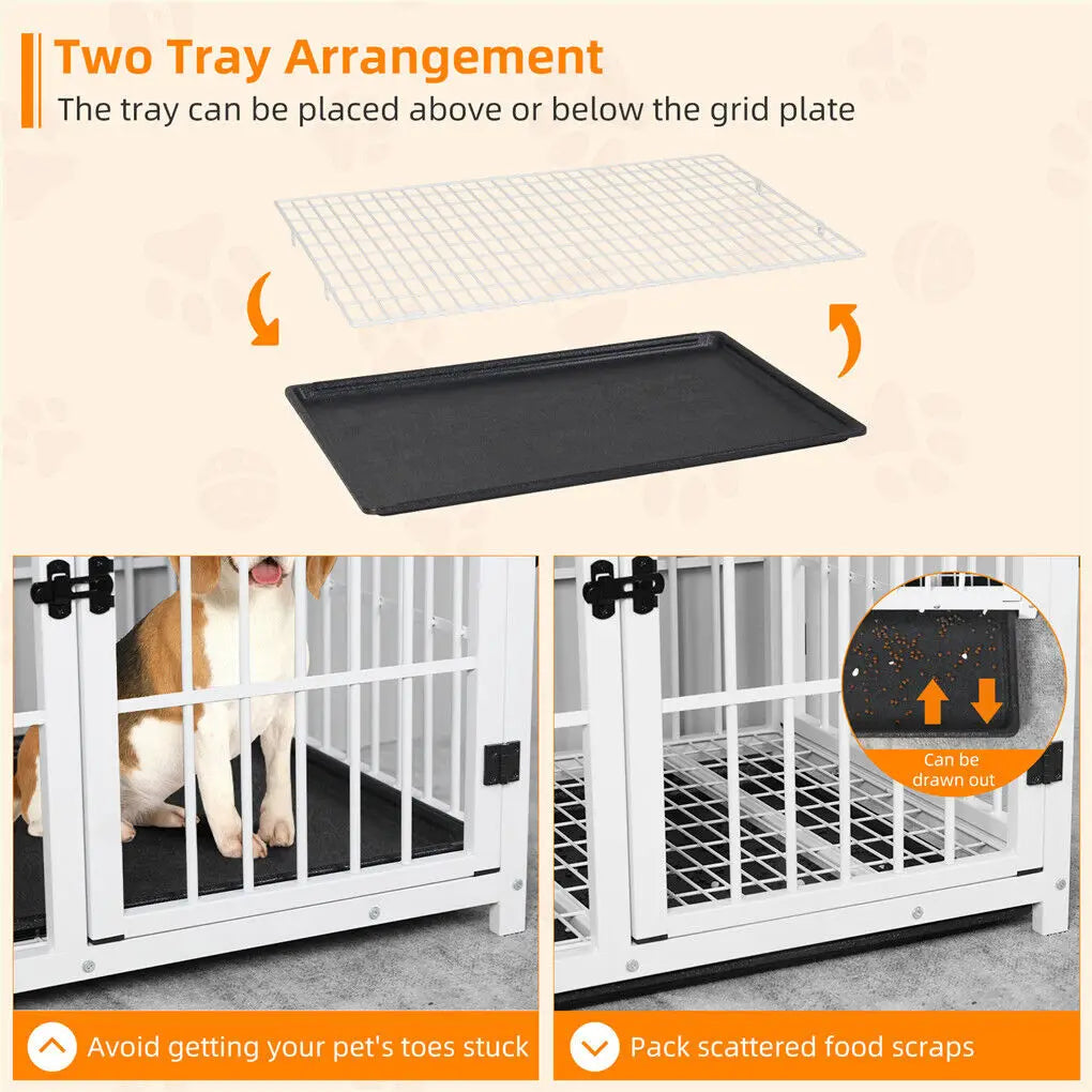 Wooden Dog Crate Furniture with Metal Frame