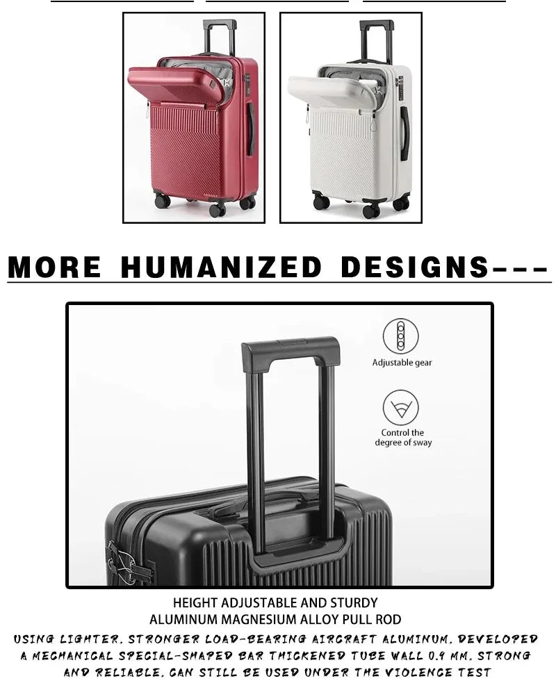 BunnyFly 20-inch Lightweight Carry-on Business Suitcase with Cup Holder Stylish Compact Luggage for Travel Whispering Desires Shoppe