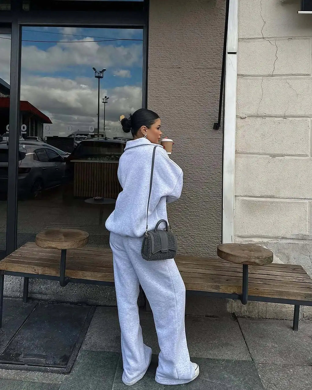 Women's Long-Sleeve Collared Top and Pants Set