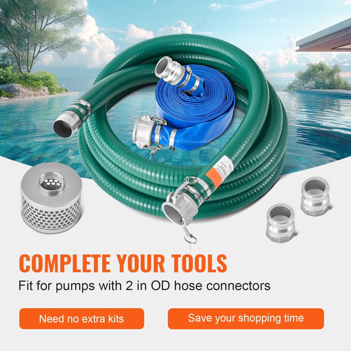 SucceBuy 2" Suction & Backwash Hose Kit