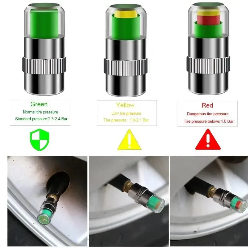 32 PSI Tire Pressure Indicator Valve Caps – Set of 4